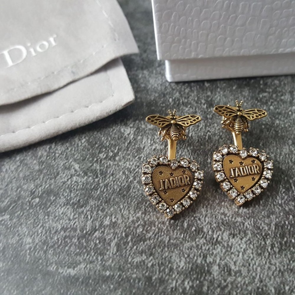 J'ADIOR ANTIQUE HEART DIAMANTE DANGLING EARRINGS